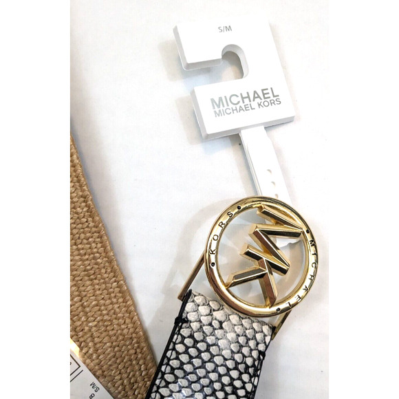 Michael Kors Women Size S/M Snake Skin Stretch Braided Synthetic Belt MSRP $68 - Picture 2 of 6